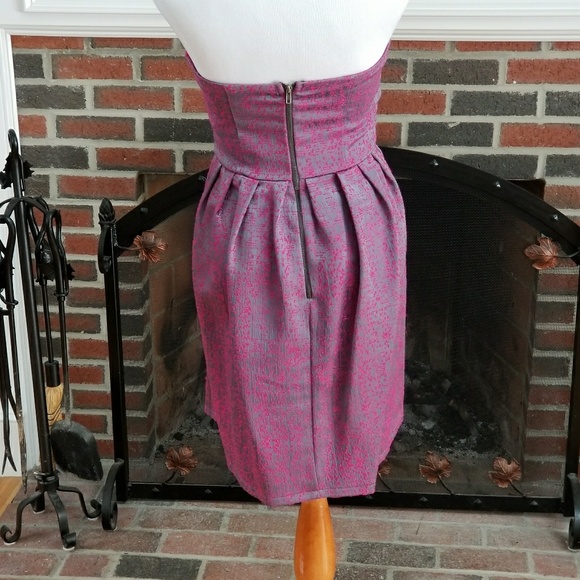 Grey Pink Strapless Cocktail Dress - Picture 4 of 8